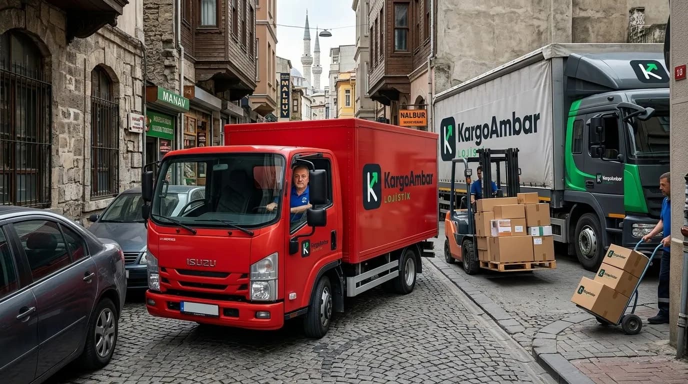 İstanbul'un tarihi sokağında KargoAmbar kamyonu ve tırıyla parsiyel yük dağıtımı – Kağıthane parsiyel taşımacılık